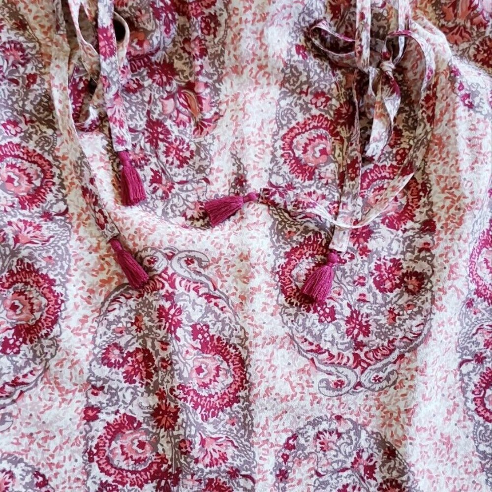 Madewell Silk Cold-Shoulder Women's Dress in Watercolor Paisley Print Size M - Picture 9 of 16